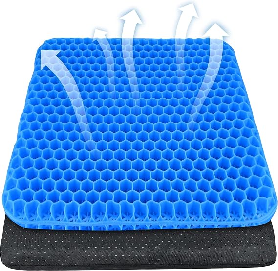 Gel Seat Cushion - Soft Sitter Honeycomb Cushions Double Thick Gel Cushion with Cloth Cover, Cooling & Ergonomic Support Pressure Cushion, for Office Chair, Wheelchair and Car Seat Pads- 42x35x3.5cm