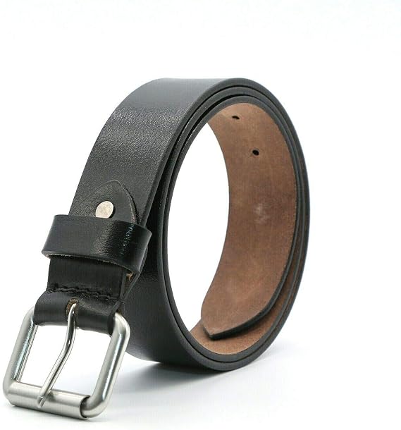 Men's 100% Genuine Full Grain Leather Belt with Anti-Scratch Buckle For Smart or Casual Look