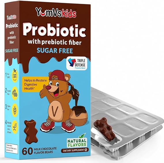 YUM-V'S Kids Probiotic Chocolate Bears, 1 Billion CFU (60 Count)