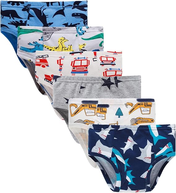 Boboking 100% Cotton Little Boys Briefs Soft Dinosaur Truck Toddler Underwear