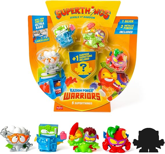 SUPERTHINGS KAZOOM Power Warriors – 5 Pack. Includes 5 Superthings (1 Surprise Figure and 1 Silver Captain included). Pack 2 of 6