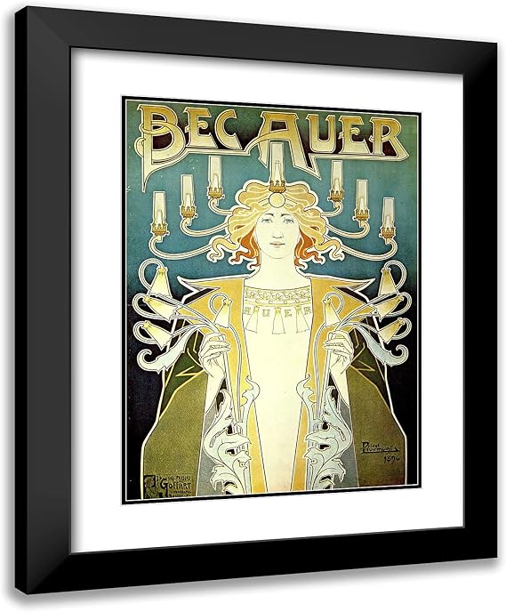 ArtDirect Livemont, Henri Privat 19x24 Black Modern Framed Art Print with Double Matting Titled: Bec Auer