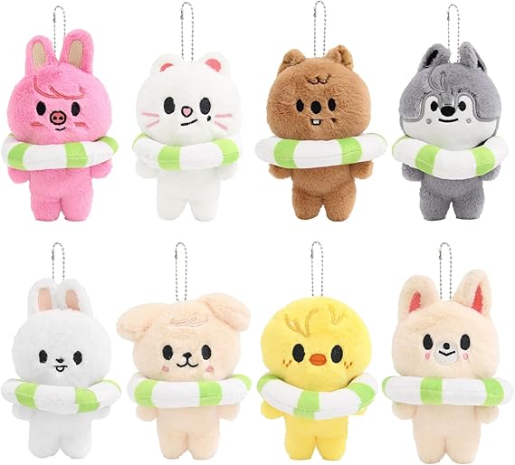 8pcs Skz Plush Keychains, Stray Plushies Keyrings, Stray Mini Plushdoll