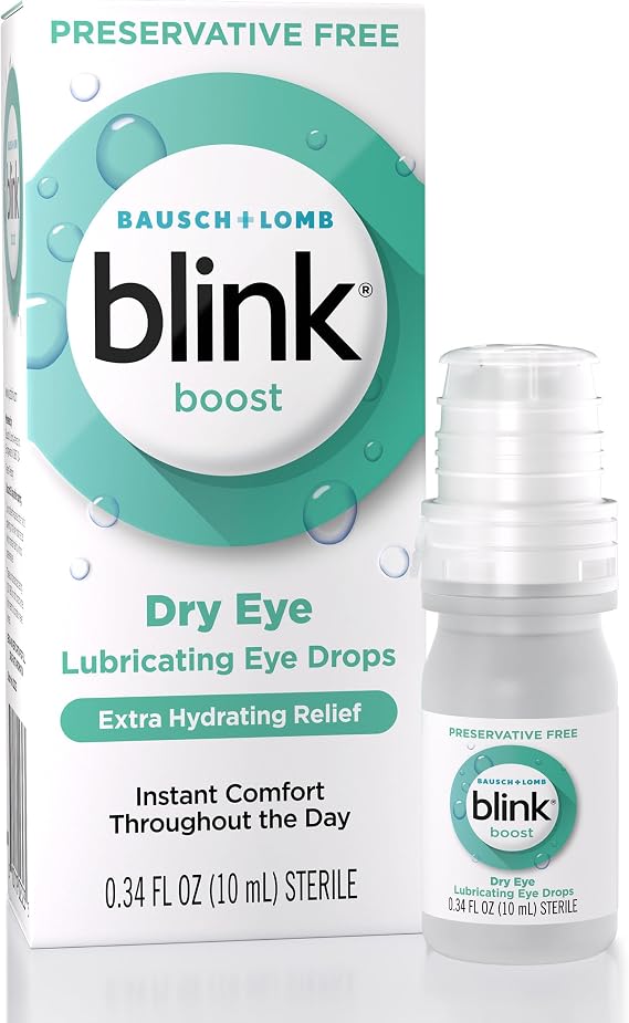 Blink Boost Preservative-Free Lubricating Eye Drops, Moisturizing & Soothing for Mild Dry Eyes, with Hyaluronate, Hydrating Relief Instant Comfort Throughout the Day, Contact Lens Friendly, 0.34 FL Oz