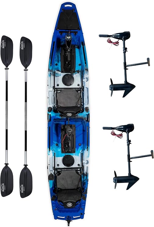 BKC Brooklyn 14.0 Pro Motorized Tandem Kayak, Trolling Motor