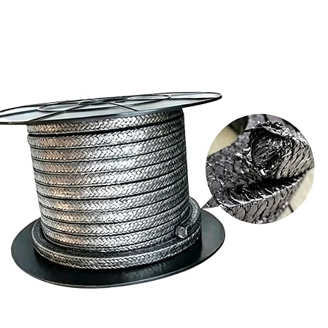 Graphite Rope Packing Expanded Flexible Graphite Packing Gland Packing For Pump Seals Or Valve Stems Or Mechanical Seals(Size:5mm×5mm×1m)