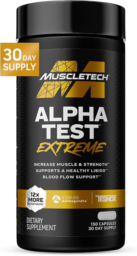 MuscleTech Testosterone Booster for Men, AlphaTest (150 Capsules) | Workout Testosterone Supplement for Men - Sports Nutrition Testosterone Booster for Endurance, Strength, Muscle Builder
