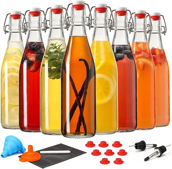 8 Pack 16OZ Swing Top Glass Bottles, Flip Top Brewing Fermentation Bottles