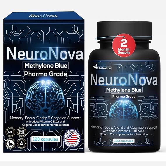Methylene Blue Pharmaceutical Grade Capsules, 120 Count | 12 mg per serving; 2-month supply; formulated for adult focus and cognitive support; third-party tested and made in the USA