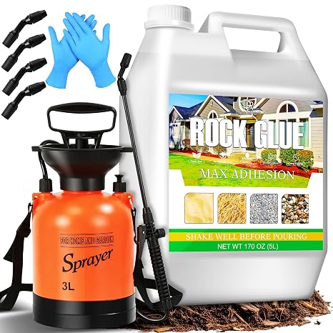 Mulch Glue for Landscaping with Sprayer, 1.3 Gallon Fast-Drying Gravel Glue