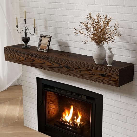 Dreamland Fireplace Mantel - Wall-Mounted Mantles for Over Fireplace - Farmhouse Fireplace Mantle Shelves - Handcrafted Wood Fireplace Mantels - Floating Fireplace Mantel 48 X 8 X 5 - Dark Brown