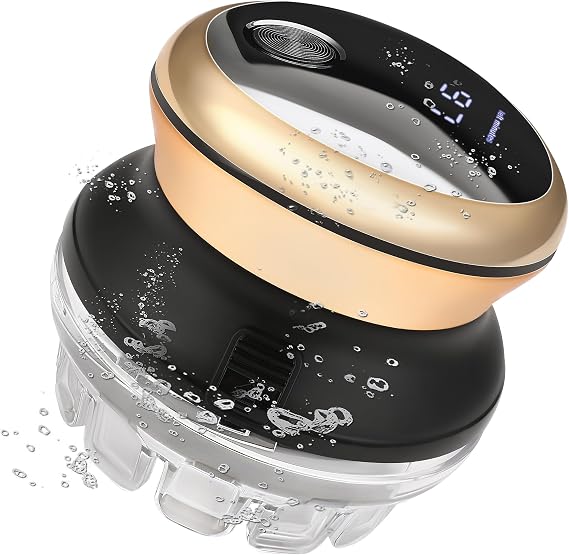 KEMEI Hair Clipper for Men Automatic Circular Hair Trimmer Self-Haircut Kit | Professional Hair Clippers with LED Display, 360-Degree Rotating Head, Travel Lock, KM-887 Gold