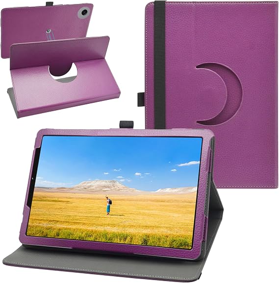 360°Rotating Cover Case for TCL TAB 8 NXTPAPER 5G/Samsung Galaxy Tab A11 SM-X133/TCL TAB Lite 9132S/TCL TAB 8 Gen 2/RebotAi A9/Lenovo Tab One 8.7 Inch Tablet,Purple