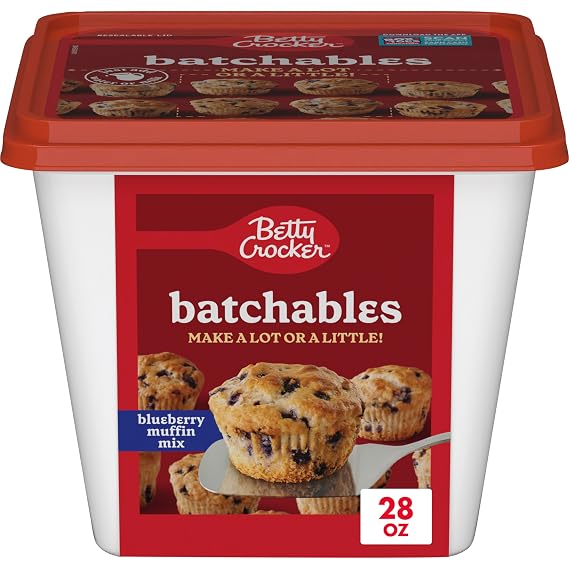 Betty Crocker Batchables Blueberry Muffin Mix, 28 oz | Bake 4 To 12 Muffins Per Batch, Just Add Milk Or Water, No Leftovers Wasted, Resealable For Multiple Baking Sessions