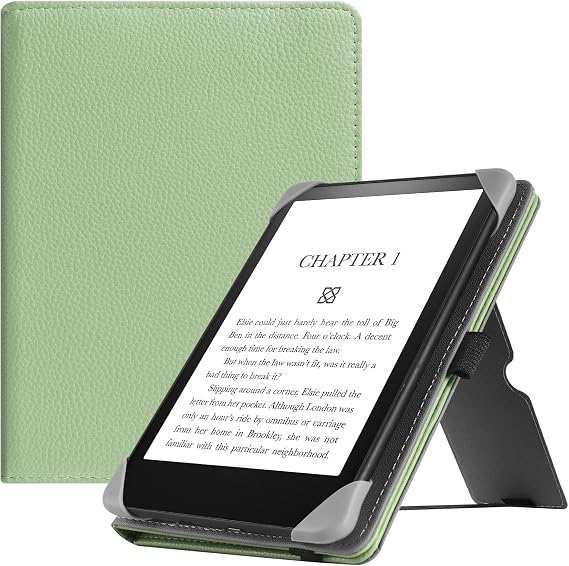 HGWALP Universal Case for 6" eReaders, Folio Leather Stand Cover with Handstrap Compatible with All 6 inch Paperwhite/Kobo/Tolino/Pocketook E-Book Reader-Matcha