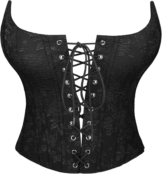 VONMELLI Corset Tops for Women Strapless Lace Up Overbust Bustier Women's Corset Crop Top, Black S