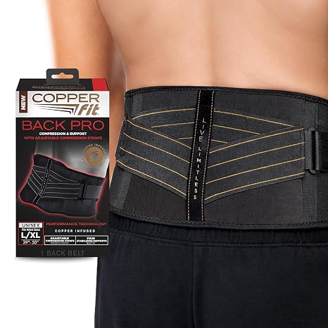 Copper Fit Advanced Back Pro Back Support, Black with Copper Trim, Small/Medium (CFBACK)