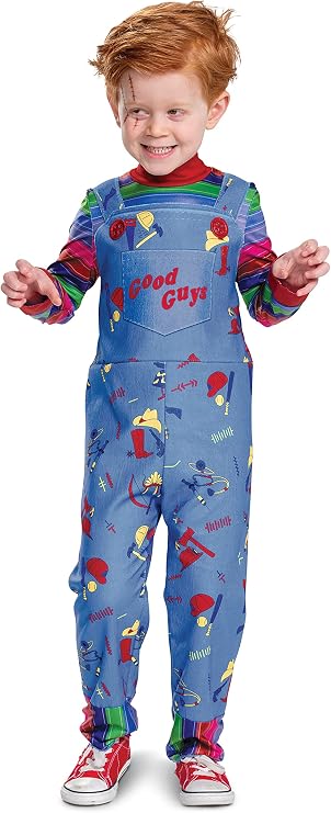 Disguise Chucky Costume for Toddlers, Official Childs Play Chucky Costume Jumpsuit and Mask Outfit, Classic Size Medium (4T)