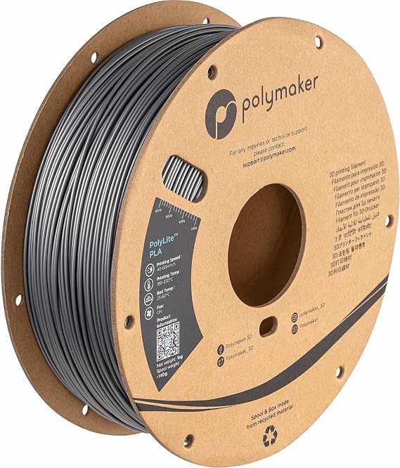 Polymaker PLA Filament 1.75mm Steel Grey 1KG Spool, Neatly Wound | Dimensional Accuracy +/- 0.03mm, Tangle-Free, Clean Layer Finish, 3D Printer Filament Fit Most FDM 3D Printers