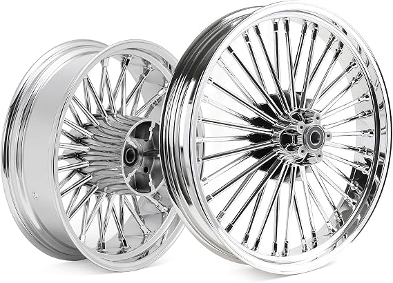 TOFR 21x3.5 18x5.5 Chrome Front Rear Wheels Rims Tubeless Fat King Spokes For Harley Touring 2009-2023 FLHR Road King FLHX Street Glide FLTR Road Glide FLHT Electra Glide FLHTCU Ultra Classic