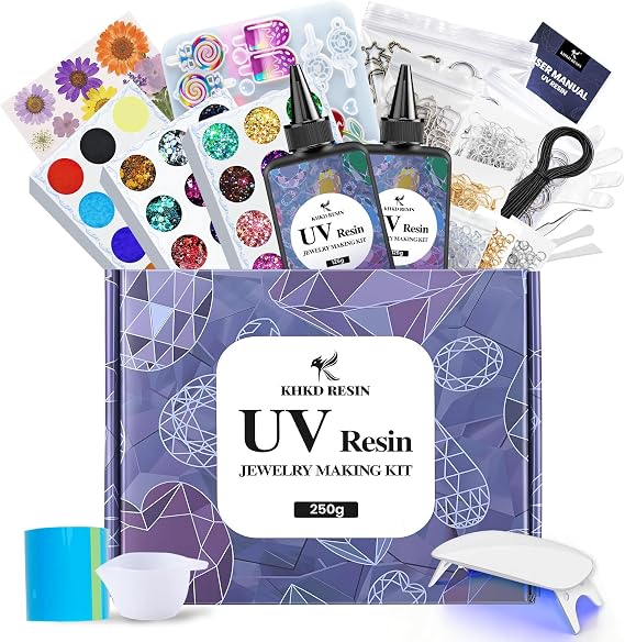 UV Resin Jewelry Making Kit - KHKD RESIN 250g UV Resin Kit with Light