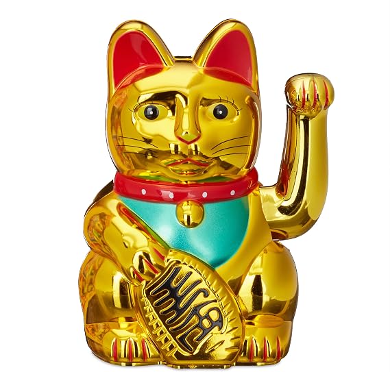 Relaxdays Maneki Neko wink cat lucky charm 16 cm gold