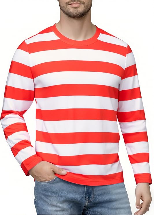 Striped Shirts for Men Basic Pullover Long Sleeve Stripe T-Shirts