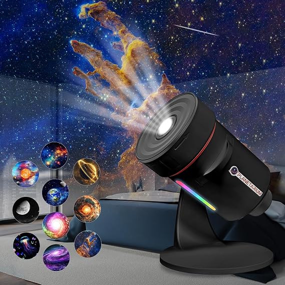 Galaxy Projector, Realistic Star Planetarium Night Light Projector with 10 Film Discs, Timer Off Controls&8-Color Night Light, 360° Rotatable Super Wide Ceiling Coverage for Bedrooms Home Theaters