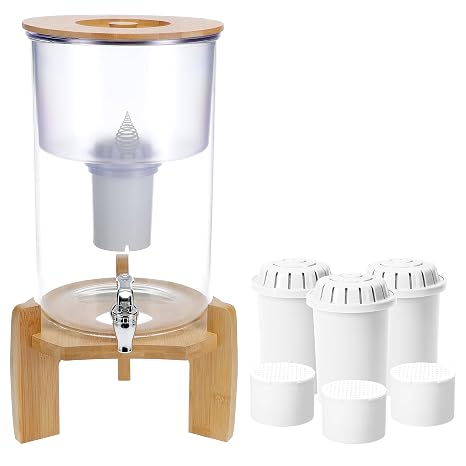 Invigorated Water pH Recharge Glass Countertop Purifier - Large Alkaline Water Pitcher + PH001 3-Pack Alkaline Water Filter - Plus 3pack PH002 UF Membrane Filter Bundle