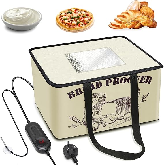 Bread Dough Proofing Box with Heater & NTC Sensor, Adjustable Temperature 10-45°C & Timer 1-48 Hours, Electric Bread Proofer for Sourdough, Pizza, Yogurt Making