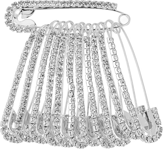 12 Pcs Rhinestone Pins, Safety Pin Brooch Sweater Shawl Pins for Skirts, Sweaters, Scarves, Lapel Hats, Suit Jackets, Accessories