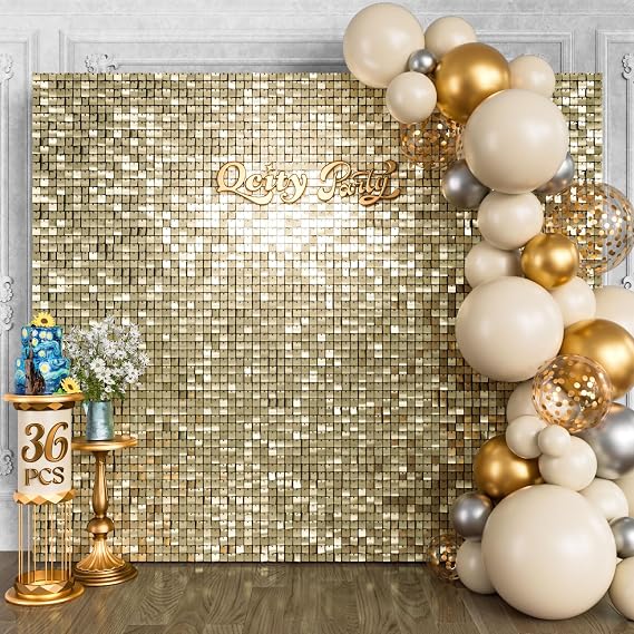Qcity Light Gold Shimmer Wall Backdrop 36PCS