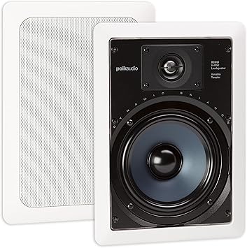 Polk Audio RC65i 2-Way Premium in-Wall 6.5 Speakers, Rectangular Indoor Speakers, Perfect for Damp and Humid Indoor Placement - Bath, Kitchen, Covered Porches (White, Paintable Grille), 1 Pair