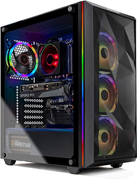 Skytech Chronos Gaming PC Desktop - AMD Ryzen 7 3700X 3.6GHz, RTX 3070 8GB, 16GB DDR4 3200, 1TB NVME, 650W Gold PSU, Windows 10 Home 64-bit, Black