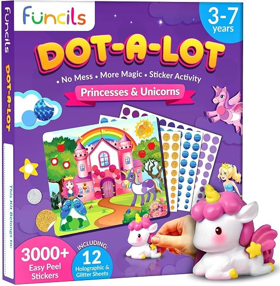 Dot Art Activity - Unicorn & Princess Sticker Kit, Toys for 3 Year Old Girl