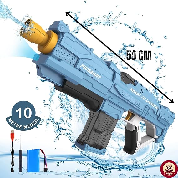 Su Tabancası Şarjlı Elektrikli Su Emiş Yapabilen Otomatik Taramalı 10 Metre Menzilli 50 CM Büyük Boy 540 ML Kapasiteli