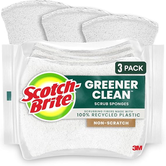 Scotch-Brite Greener Clean Non-Scratch Scrub Sponge, 3 Pack