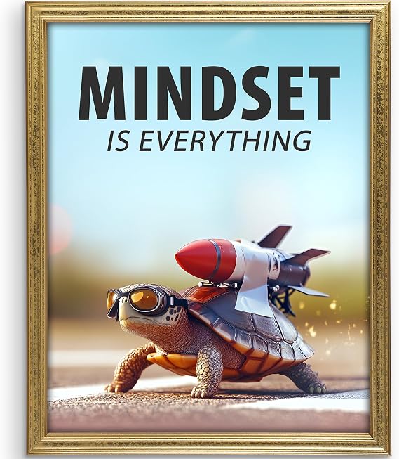 Mindset Is Everything Art Print - 8x10 | Motivational Wall Art for Office Decor | Inspirational Wall Pictures for Girls Room | Aesthetic Room Decor