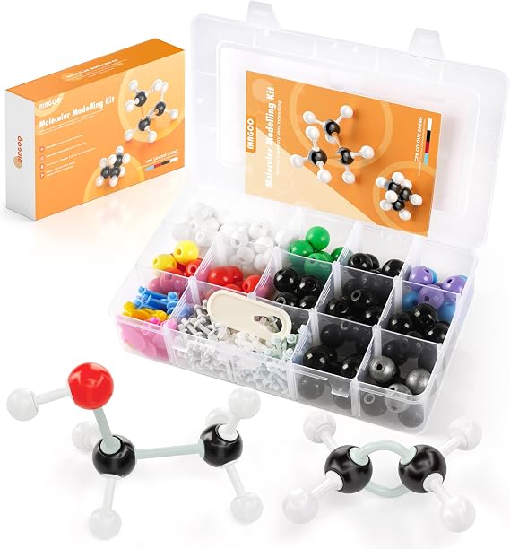 NINGOO Organic Chemistry Model Kit,307 PCS,for Students&Teacher | Portable Design,Compartment Storage,CPK Color Coding