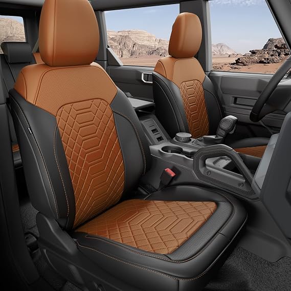 FREESOO Custom Seat Covers for 2021-2026 Ford Bronco 4 Door with Cupholder