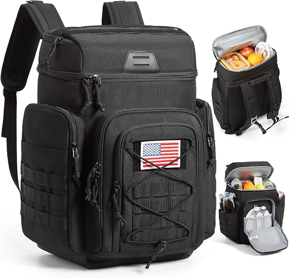 TOURIT 30L (42 Cans) Tactical Cooler Backpack Military-Grade Insulated Cooler Bag with 16H Ice Retention, Leakproof Multi-Pocket Picnic Backpack for Camping & Hiking, Featuring DIY Hook & Loop Panel