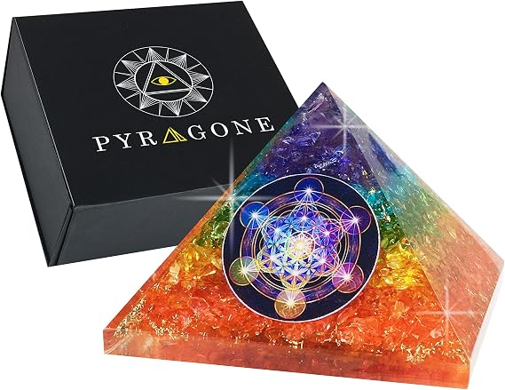 7 Chakra Orgone Pyramid Crystal - Natural Quartz Positive Energy Generator - Orgonite Pyramids Healing Stones - Meditation - Yoga - Spiritual Balance
