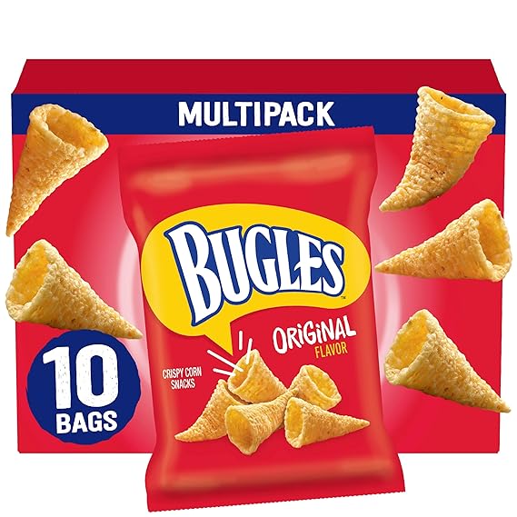 Bugles Crispy Corn Snacks, Original, Multipack of Bags, 10 Ct, 8.75 oz