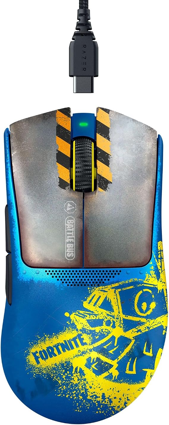 Razer DeathAdder V3 Pro - Fortnite Edition Wireless Esports Gaming Mouse (Focus Pro 30K DPI optical sensor, 63g light, ergonomic shape, Gen-3 mouse switch, HyperSpeed Wireless) Fortnite