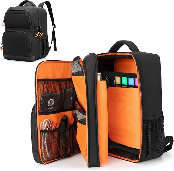 PGmoon Audio Mixer Travel Bag Compatible with RODECaster Pro/Pro II/RC Duo | DJ Mixer Backpack with Plenty of Pockets for Microphones, Cables & More Podcast Equipment (Patent Design)