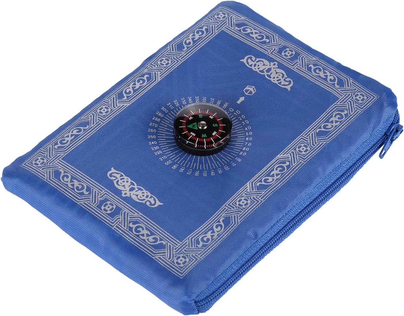 Anlising Islamic Travel Prayer Mat, with Compass Pocket Sized Carry Bag and Attached Compass Prayer Rug Portable Polyester 60  100cm Blue