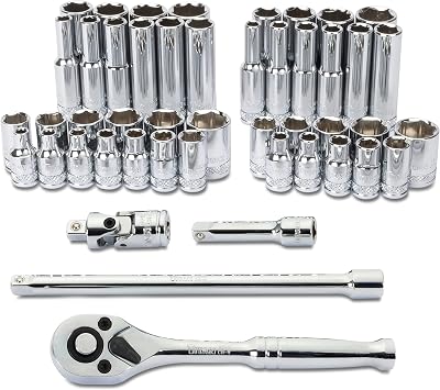 Titan 66947 47-Piece 14-Inch Drive Mechanics SAEMetric Socket and Ratchet Set