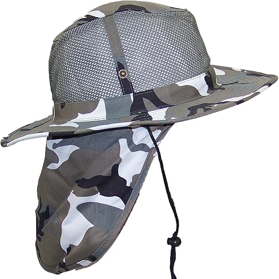 Tropic Hats Summer Wide Brim Mesh Safari/Outback W/Neck Flap & Snap Up Sides