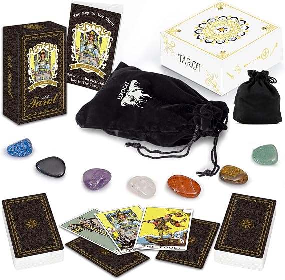 IXIGER Tarot Cards with Guide Book,78 Original Tarot Cards Deck Fortune Telling Game for Beginners&Expert Readers,Classic Standard Size 4.75" x 2.76", with Bag and Chakra Stoneag