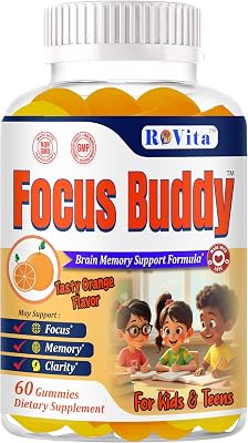 Kids Omega 3 Focus Gummies Kids Focus and Attention Supplements - Brain Supplements for Memory and Focus - Non-GMO and No Artificial Flavors or Colors- 60 Gummies